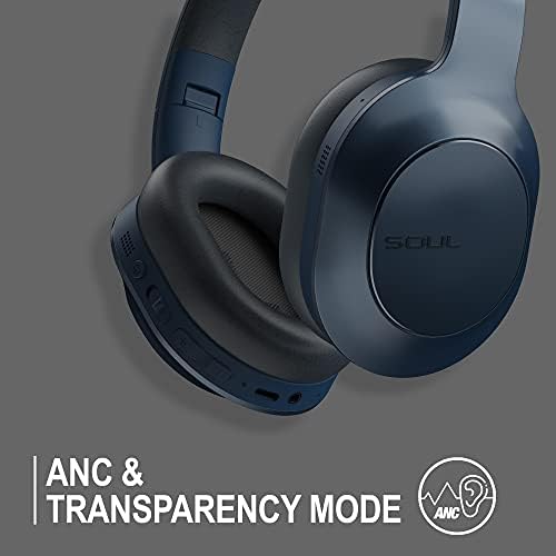 Unleash Premium Sound with Soul Emotion Max Over-Ear Active Noise Cancelling Headphones – Stylish Blue Finish, 60-Hour Playtime, Crystal Clear Call Quality, Hi-Res Audio Performance, and Effortless Multipoint Connectivity for Travel, Fitness, and Everyday Enjoyment