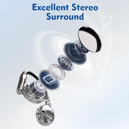 Premium Open-Ear Wireless Earbuds with Bluetooth 5.3 – Advanced Environmental Noise Cancellation for Enhanced Sound Clarity – Ergonomic Sports Headphones with Secure Fit and LED Charging Case – Ideal for Running, Cycling, and Active Lifestyles