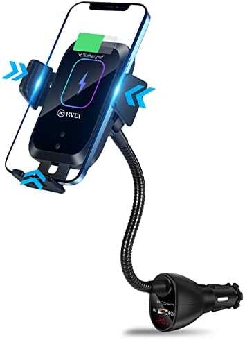 Effortless On-the-Road Charging: 15 W Qi Wireless Car Charger Mount with Auto-Clamping Phone Holder – Dual QC 3.0 Ports for i Phone & Samsung Compatibility – Ideal for Safe, Fast Charging in Any Vehicle