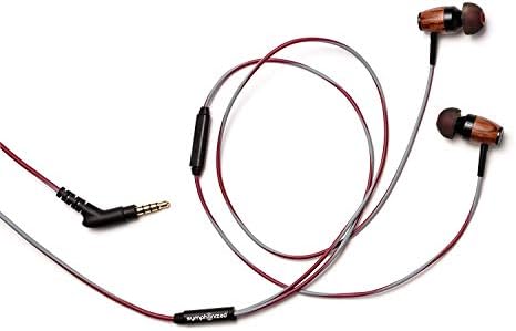 Experience Superior Sound with Symphonized DRM Premium Wood In-Ear Noise-Isolating Headphones – Unmatched Comfort, Built-in Mic, and Tangle-Free Design for Enhanced Audio Compatibility (Red/Gray)