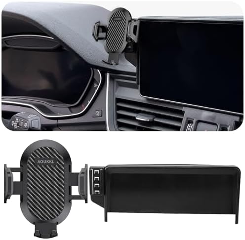 Premium Car Phone Holder with Integrated Glasses Case for Audi A4 (2017-2019) & Q5 (2019-2020) – Tailored 7-Inch Screen Mount for Hands-Free Driving and Clutter-Free Convenience – Thick Case Compatible, Easy Installation, Sleek Design for Ultimate Vehicle Harmony