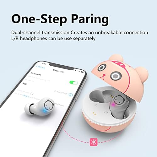 Adorable Panda-Themed Kids Wireless Earbuds – Bluetooth 5.0 with 36 Hours Playtime & IPX6 Waterproof for Active Lifestyles – 3 D Stereo Sound & Built-in Mic for Hands-Free Calling – Perfect for Children and Adults