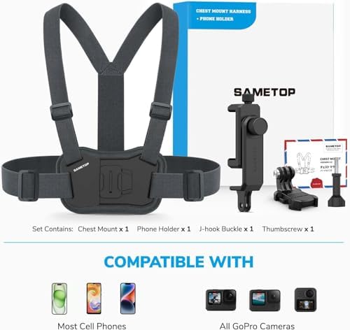 Hands-Free Phone Chest Mount Harness for Action Cameras & Smartphones – Ultimate POV Filming Accessory with Adjustable Straps for i Phone, Samsung, Go Pro, DJI Osmo, and More – Lightweight, Durable Design for All-Day Comfort and Versatile Shooting Angles – Quick-Release Buckle for Effortless Device Attachment – Capture Every Adventure Securely and Easily