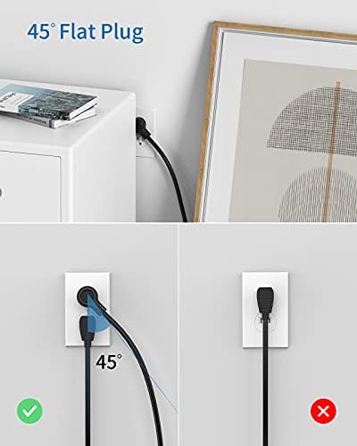 10 ft NTONPOWER Power Strip Tower with 8 Outlets & 5 USB Ports – Premium Surge Protector with Individual Switches, 1080 Joules Protection, 13 A Circuit Breaker – Ideal for Home Office & Entertainment Setup, Sleek Black Design for Ultimate Convenience