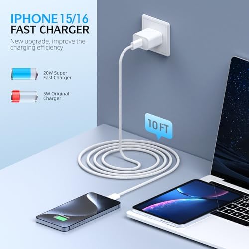 Elevate Your Charging Experience: 2-Pack 10 FT Woven USB-C Cables with 20 W Fast Charger for i Phone 16 Series & i Pad Pro – Ultimate Speed, Durability, and Compatibility for On-the-Go Power Needs