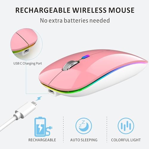 Uiosmuph G12 Slim Rechargeable LED Wireless Silent Mouse – Ultra-Portable USB Optical Computer Accessory with Type C Adapter for Seamless Compatibility and Noise-Free Operation in Blackish Green