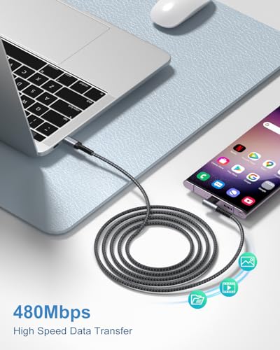 Enhanced 10 ft Right Angle USB C to USB C Cable – 60 W Fast Charging and Data Transfer for i Phone 16, Mac Book, Galaxy S24 – 4-Pack Durable Braided Design for Optimal Performance and Convenient Use