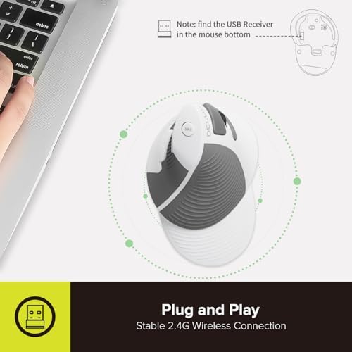 Elevate Your Comfort: De LUX Wired Vertical Ergonomic Mouse for Medium Hands – 6 Programmable Buttons, 4200 DPI Precision, and Removable Palm Rest to Alleviate Wrist Pain and Carpal Tunnel Symptoms – Ideal for Enhanced Productivity and Seamless Compatibility Across Operating Systems