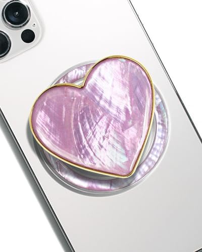 Chic Natural Seashell Heart-Shaped Phone Grip and Stand – Elegant Crème Mobile Accessory for Smartphones and Tablets – Ideal Collapsible Holder for Trendsetters Seeking Style and Functionality – Durable, Portable Design for Effortless Hands-Free Viewing