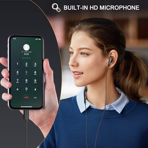 USB C Wired Earbuds for i Phone 15/15 Pro/16 Pro Max & Galaxy S24 Ultra – Premium Noise Isolation Headphones with Microphone for Crystal-Clear Calls and Immersive Sound Quality – Ergonomic In-Ear Design for Ultimate Comfort – Durable, High-Performance USB C Earphones for Everyday Use