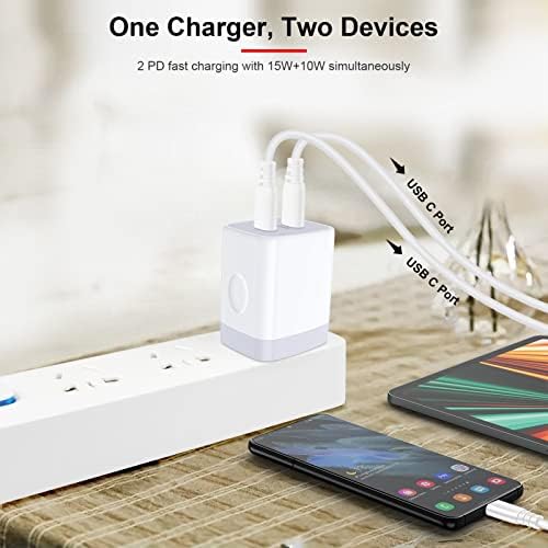 25 W Dual Port Type-C Fast Charging Wall Charger – Ultimate High-Speed Power Adapter for Samsung Galaxy S24 Series, i Phone 16/15/14 Pro, and Google Pixel 9 – Compact, Lightweight Design with Advanced Safety Features for Effortless Device Charging Anywhere, Anytime