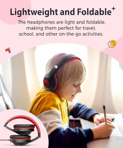 Rockpapa C24 Foldable Kids Headphones with Microphone – Lightweight Wired Audio Solution in Eye-Catching Purple & Green for School, Travel, and Play – Ideal for Young Listeners with Enhanced Compatibility and Superior Portability