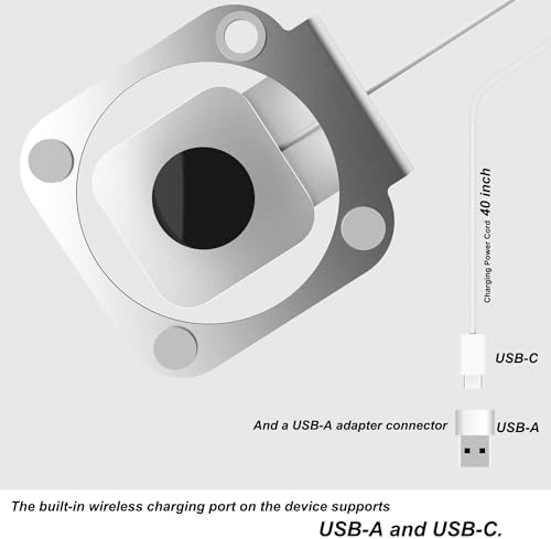 Aluminium Alloy Desk Stand with Integrated Wireless Charger for Mac Mini M4/M4 Pro – Optimized for Mobile Phones and Headphones with Enhanced Heat Dissipation and Space-Saving Design, USB-C Compatible, Customizable with Apple Mag Safe Charger, Anti-Slip Silicone Pad for Stability and Scratch Prevention