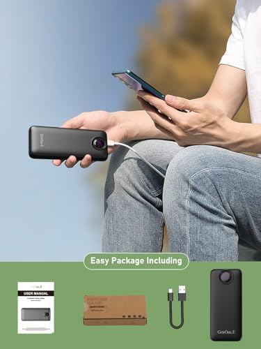 Compact 10,000 m Ah Power Bank – Fast Charging Portable Charger with Dual USB-C Compatibility for i Phone 16, Samsung, and Android Devices – Sleek Black Design for Ultimate Travel Convenience and Enhanced Device Performance
