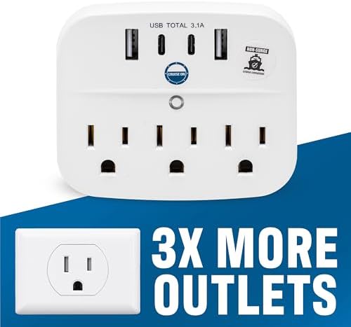 Ultimate Cruise Power Strip with 3.3 ft Extension Cord & Fast Charging USB Ports – Non-Surge Design for Seamless Connectivity on Carnival, Princess & Major Cruise Lines (2025/2026) – Essential Travel Accessory for All Devices