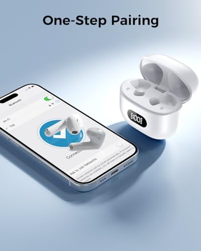Revolutionary Bluetooth 5.4 Wireless Earbuds – Immersive Surround Sound with 48-Hour Playtime, IPX7 Waterproof for Ultimate Sports Performance, Tap-Control for Effortless Use, LED Display Charging Case – Perfectly Compatible with i Phone & Android Devices