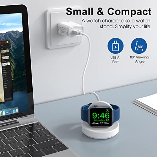 Sleek Sky Blue Portable Magnetic Charging Dock for Apple Watch – Fast Wireless Charger with Nightstand Mode, Compatible with Series 10, 9, 8, 7, SE, 6, 5, 4, 3, 2, Ultra 2 – Travel-Friendly Design with Premium Charging Cable for Effortless Power and Style