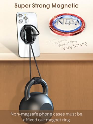Revolutionize Your Smartphone Handling with the Mindsky Aluminum Alloy Mag Safe Phone Ring Holder – Ultimate Grip for i Phone 16 Pro Max/15/14/13/12 & Android Devices, Lightweight with Secure Finger Strap, Stylish Durability for Everyday Use and Enhanced Safety