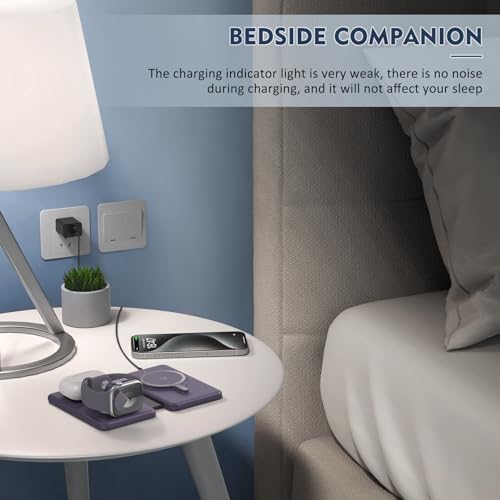 Revolutionize Your Charging Experience with the Ultimate 3-in-1 Wireless Charging Station for i Phone, Apple Watch, and Air Pods – Magnetic Foldable Design for Enhanced Portability and Fast Charging Compatibility with i Phone 16, 15, 14, 13, 12 Pro Max Plus – Effortlessly Streamline Your Tech Setup and Eliminate Cable Clutter – Durable and Stylish Solution for Home and Office Use
