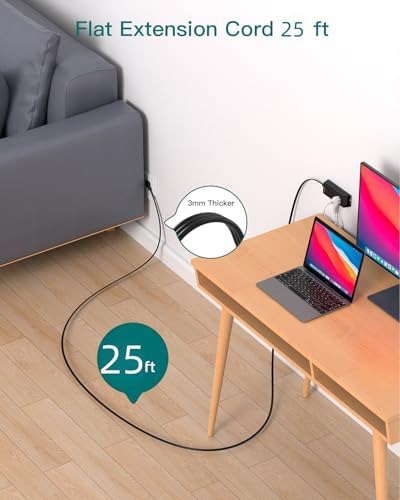 Addtam Ultra Flat Power Strip for Cruise & Travel – 5 ft Extension Cord with 6 Outlets, Compact Design for Dorms & Home Offices – No Surge Protection, Ideal for On-the-Go Charging – Lightweight & Space-Saving Solution
