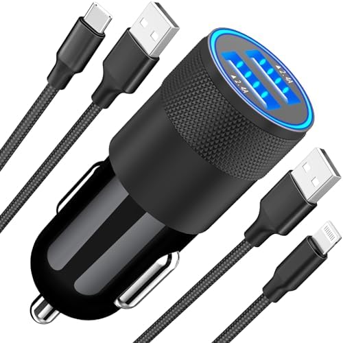 Braveridge 66 W Dual Port USB-C Car Charger for i Phone 16 – MFi Certified Fast Charging with Type-C Braided Cable – Enhanced Compatibility for i Phone 16/16 Pro Max/15/15 Pro/i Pad – Ideal for Road Trips and On-the-Go Power Solutions