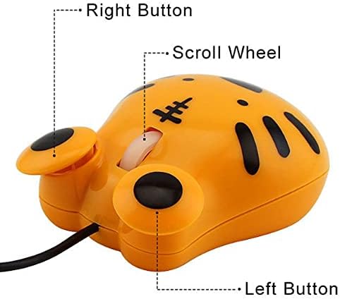 Whimsical Tiger-Shaped USB Wired Optical Mouse – 1600 DPI for Kids & Animal Lovers – Perfect Gift for School & Home – Ergonomic Design with 3 Buttons & 3.2 Feet Cord – Enhances Productivity & Fun
