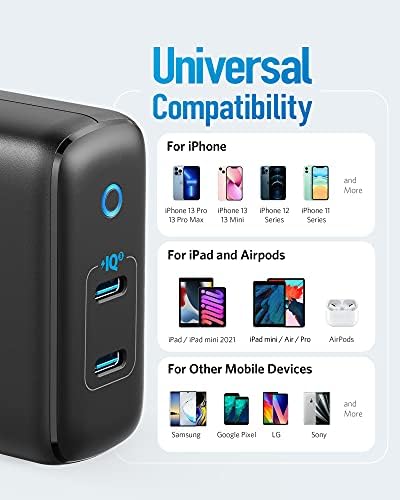Anker Power Port III Duo 40 W USB-C Fast Charger – Dual-Port, Foldable Travel Charger with Power IQ 3.0 for i Phone 15 Series, Galaxy, Pixel, i Pad & More – Optimal Charging Speed & Enhanced Device Compatibility