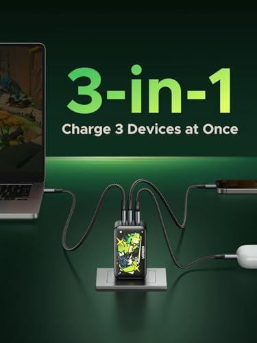 UGREEN 65 W Ga N USB-C Charger Block – Genshin Impact Limited Edition | Triple-Port Fast Charging Adapter for Mac Book Pro, Dell XPS, i Phone 15/16, i Pad Pro, Galaxy S25 | Compact Power Hub for Gamers and Professionals
