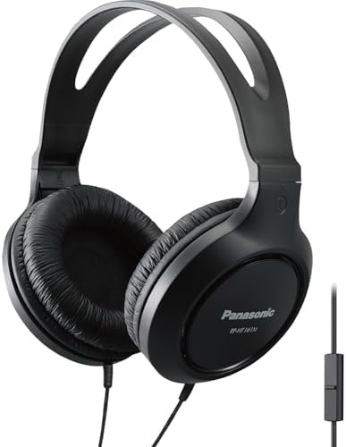 Panasonic RP-HT161-K Ultra-Lightweight Over-Ear Wired Headphones for Music Lovers – Experience Enhanced Bass and Crystal Clear Audio – Perfect for Long Listening Sessions with 3.5 mm Jack Compatibility for Smartphones and Laptops – Soft Ear Pads for Maximum Comfort and Noise Isolation – Ideal for Daily Use and Commutes