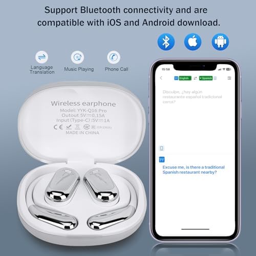 Revolutionize Your Global Conversations with AI Translation Earbuds: Instantaneous 144 Language Support, Cutting-Edge Bluetooth 5.4 Technology, IPX5 Sweatproof Design for Active Lifestyles, LED Battery Indicator – Perfect for Travelers, Professionals, and Multilingual Aficionados (Black)