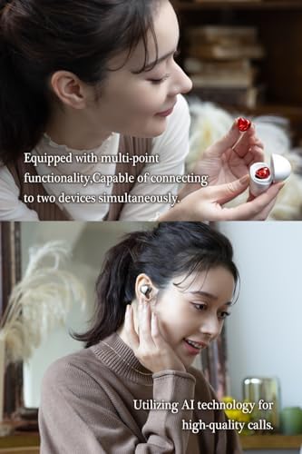 Chic Heart-Shaped Wireless Earbuds for Small Ears – AVIOT TE-I3 with Bluetooth 5.3, 23-Hour Playtime, IPX4 Waterproof Protection, Multipoint Connectivity, Ambient Sound Awareness, and Built-in Mic for Clear Communication – Ideal for Commuters and Fitness Enthusiasts