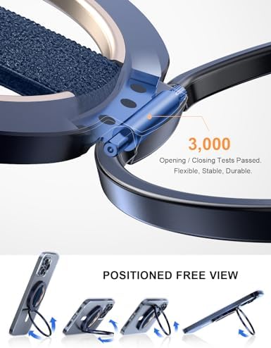 EWA Mag One Ultra Phone Grip Stand – Advanced Elastic Finger Loop & Magnetic Kickstand Holder for i Phone 16, 15, 14, 13 Pro/Max/Plus – Optimal Hands-Free Viewing & Superior Grip Stability – Sleek Black Design for Everyday Convenience