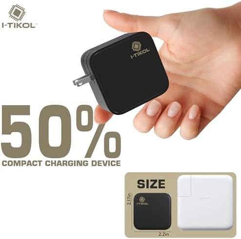 65 W Ga N Fast Charging Block with 3 Ports – Compact USB-C & USB-A Wall Charger for Mac Book, i Pad, i Phone 14, Dell XPS – Foldable Design for Travel Convenience, High-Speed Power Delivery, and Enhanced Device Compatibility