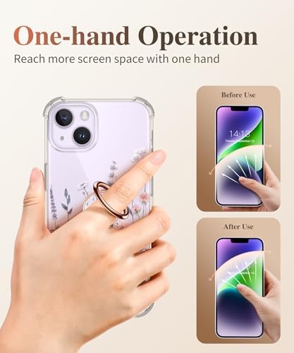 GVIEWIN Stylish Marble Phone Ring Holder with 360° Rotation for Ultimate Grip and Kickstand Functionality – Compatible with i Phone 16 Pro Max, 15 Plus, 14, 13, 12 Series & Galaxy S25/S24 Ultra – Elegant Flowing Sakura Design for Enhanced Safety and Usability