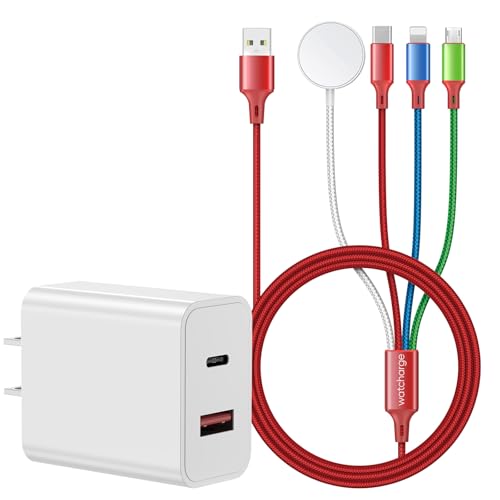 Upgrade Your Charging Game with the 4-in-1 Smartwatch Charger: 20 W USB C/A PD Block for Fast Power Delivery – Compatible with Ultra, Series 10/9/8/7/6/SE2/5/4/3/2 & Galaxy S23 – 4 FT Flexible Cable for Optimal Convenience – Compact & Durable Design Perfect for Home, Office, and Travel – Enhanced Compatibility for Uninterrupted Performance