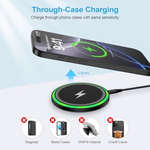 Samsung 15 W Fast Wireless Charging Pad – Universal Charger for Galaxy S25 Edge, Pixel 9, Moto Razr+/Edge 60 Pro – Sleek, Portable Design with Enhanced Compatibility & Safety Features for Effortless Charging Everywhere