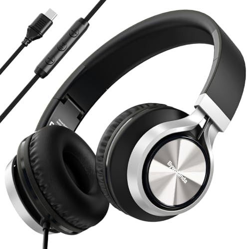 Ultimate USB C Over-Ear Headphones with Noise Isolation, Built-In Mic & Volume Control – Premium Travel-Ready Design for i Phone 15/16 Pro, Chromebooks & Tablets – Elevate Your Audio Experience with Comfort and High-Fidelity Sound Quality