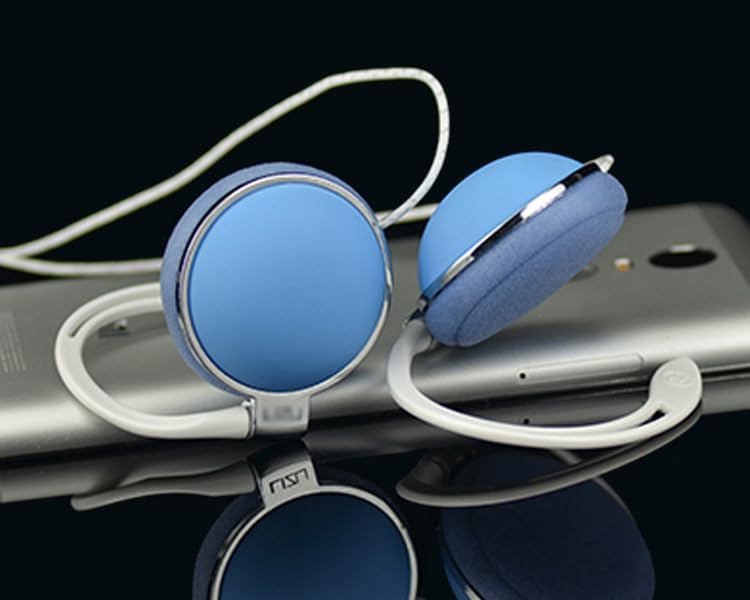 C-YOUNG Secure Fit Clip-On Earphones – Premium Over-Ear Stereo Headphones for Intense Workouts, Compatible with i Phone & Android – Lightweight, Sweat-Resistant with Built-in Microphone for Hands-Free Calls, Stylish Blue Design for Active Lifestyles