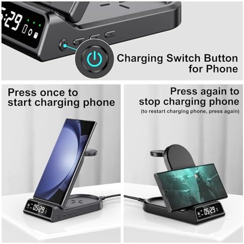 Ultimate 3-in-1 Wireless Charging Station for Samsung Devices – Foldable and Portable Charger for Galaxy S25 Ultra/S25+/S25/S24 Ultra/S23/S22, Galaxy Watch Ultra/7 6/5/4/3, and Galaxy Buds 3/3 Pro – Fast Charging Compatibility (Adapter Not Included) – Streamlined Design for Home and Travel Use