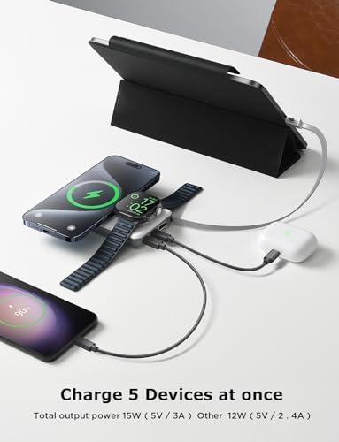 LISEN Mag Safe Wireless Power Bank – 10,000 m Ah Fast Charging Portable Charger for i Phone 16, 15, 14 Pro Plus & Apple Watch – Sleek Design with Built-in Cable, 22.5 W Rapid Charging, Enhanced Compatibility for Seamless On-the-Go Power Solutions