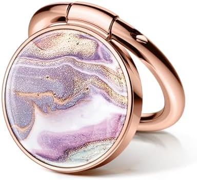 GVIEWIN Stylish Marble Phone Ring Holder with 360° Rotation for Ultimate Grip and Kickstand Functionality – Compatible with i Phone 16 Pro Max, 15 Plus, 14, 13, 12 Series & Galaxy S25/S24 Ultra – Elegant Flowing Sakura Design for Enhanced Safety and Usability