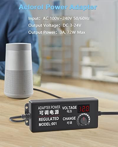 Universal 36 W AC/DC Power Adapter with 14 Interchangeable Tips – Adjustable 3-12 V Output for Optimal Device Compatibility – Efficient Power Supply Converter for Electronics, Routers, and More – Compact Design for Home and Travel Use