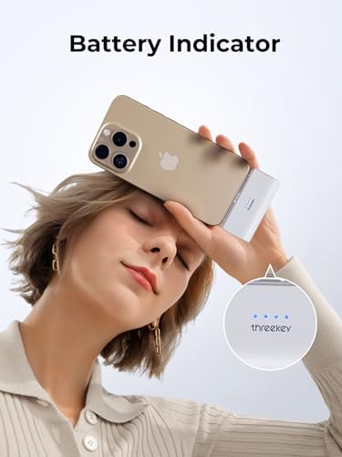 THREEKEY Portable Power Bank 5000 m Ah with 20 W PD Fast Charging – Travel-Friendly Charger for i Phone 16/15, Samsung Galaxy, i Pad Air/Pro & Google Pixel – Includes 30 W Ga N Wall Charger for Enhanced Charging Speed and Compatibility