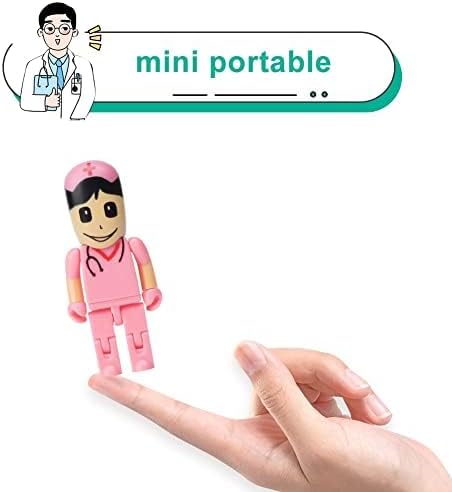 Charming Cartoon Nurse 64 GB USB Flash Drive – Adorable Pink Thumb Drive for Effortless Data Storage, USB 2.0 Compatible Memory Stick for Professionals and Students Alike