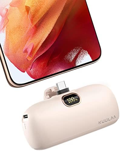 Kuulaa 5000 m Ah USB-C Power Bank with Built-in Plug – PD20 W Fast Charging Battery Pack for i Phone 15/16, Samsung S22/S23 & Android Devices – Compact Design with LCD Display for On-the-Go Convenience and Enhanced Compatibility