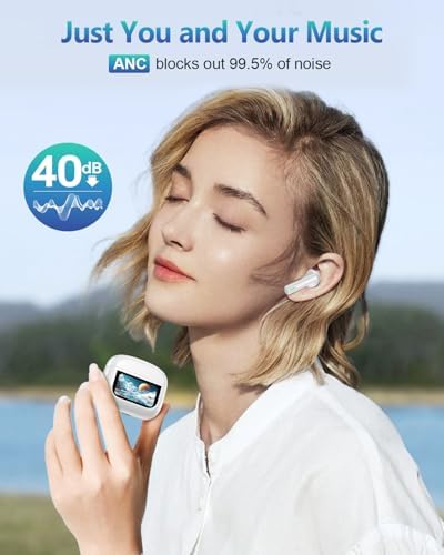 Premium Bluetooth Wireless Earbuds with Advanced Touch Control – Cutting-Edge ANC & ENC Noise Cancellation for Immersive Sound – 40 Hours Deep Bass Playback & IPX7 Waterproof Design for Ultimate Durability – Crystal Clear Call Quality with Integrated Microphones – 5 Customizable EQ Settings for Tailored Listening on i OS & Android Devices (Sleek Dark Blue) – Your Ideal Audio Companion for Active Lifestyles and Uninterrupted Enjoyment
