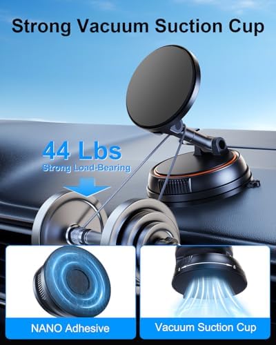 15 W Magnetic Wireless Car Charger for i Phone 12-17 Series – Ultra-Fast Charging with Secure Magnetic Suction for Dashboard & Windshield – Stylish Mag Safe-Compatible Phone Mount for Effortless On-the-Go Connectivity and Power