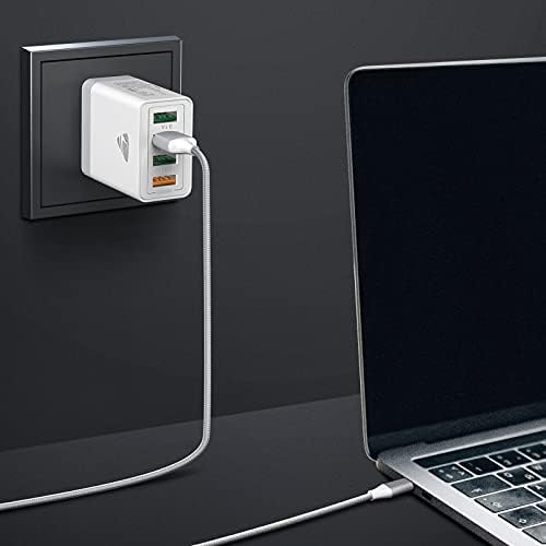 40 W 4-Port USB Wall Charger Duo – High-Speed Quick Charge 3.0 Adapter for i Phone 16/15/14/13/12/11 Pro Max, Samsung & Android Devices – Compact Power Block for Home, Office, and Travel Needs