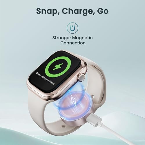 Ruxely Ultra-Portable Magnetic Wireless Fast Charger for Apple Watch – High-Efficiency USB-C Charging Adapter Compatible with i Watch Series 10, 9, 8, 7, 6, Ultra 2 & SE – Compact Design for Effortless Mobility and Quick Power Solutions
