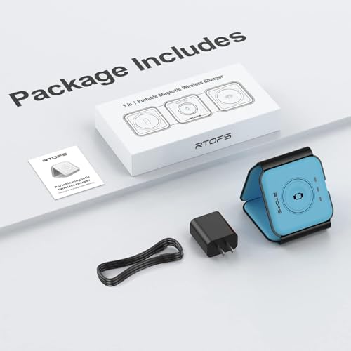 RTOPS 3-in-1 Magnetic Wireless Charging Station for i Phone, Apple Watch, and Air Pods – Compact Ga N Travel Charger with Enhanced Speed and Compatibility for i Phone 16/15/14/13/Pro/Max, Air Pods 4/3/2/Pro – All-in-One Solution for Ultimate Convenience and Efficiency